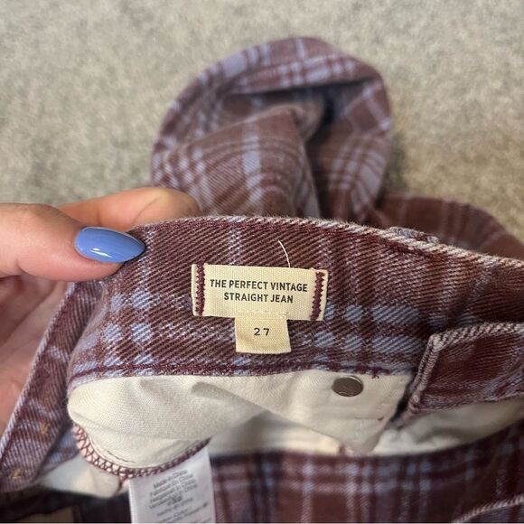 Madewell The Perfect Vintage Straight Jean in Cabernet Plaid - Picture 12 of 16